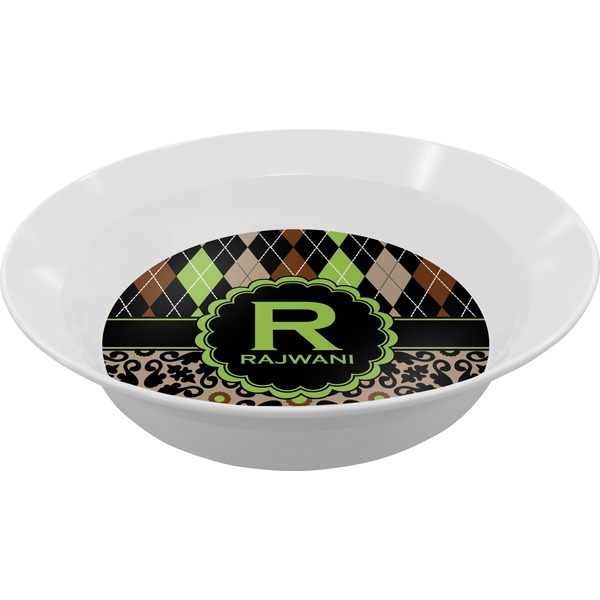 Custom Argyle & Moroccan Mosaic Melamine Bowl (Personalized)