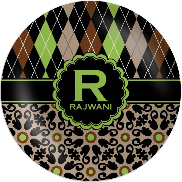 Custom Argyle & Moroccan Mosaic Melamine Plate (Personalized)