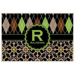 Argyle & Moroccan Mosaic Laminated Placemat w/ Name and Initial