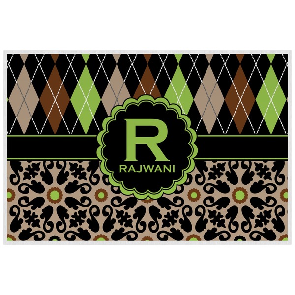 Custom Argyle & Moroccan Mosaic Laminated Placemat w/ Name and Initial