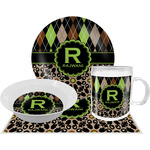 Argyle & Moroccan Mosaic Dinner Set - Single 4 Pc Setting w/ Name and Initial