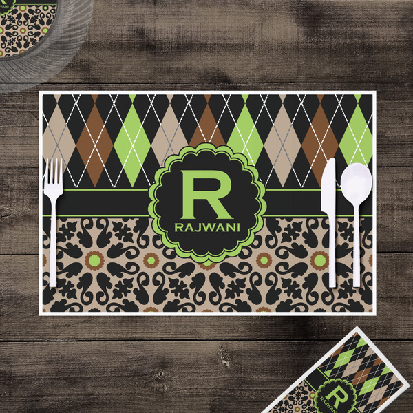 Argyle & Moroccan Mosaic Disposable Paper Placemat - In Context