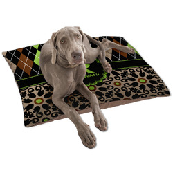 Argyle & Moroccan Mosaic Dog Bed - Large w/ Name and Initial
