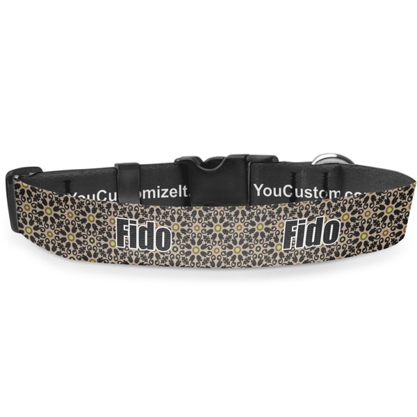 Custom Argyle & Moroccan Mosaic Deluxe Dog Collar - Double Extra Large (20.5" to 35") (Personalized)