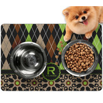 Argyle & Moroccan Mosaic Dog Food Mat - Small w/ Name and Initial