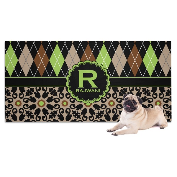 Custom Argyle & Moroccan Mosaic Dog Towel (Personalized)