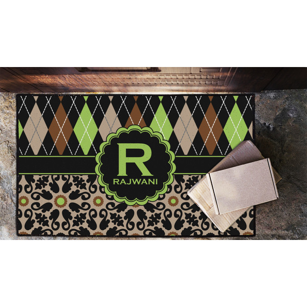 Argyle & Moroccan Mosaic Door Mat - LIFESTYLE (Lrg)