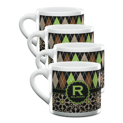 Argyle & Moroccan Mosaic Double Shot Espresso Cups - Set of 4 (Personalized)