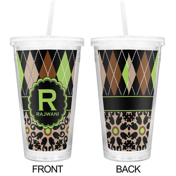 Argyle & Moroccan Mosaic Double Wall Tumbler with Straw - Approval