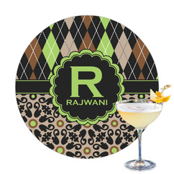Argyle & Moroccan Mosaic Printed Drink Topper - 3.25" (Personalized)