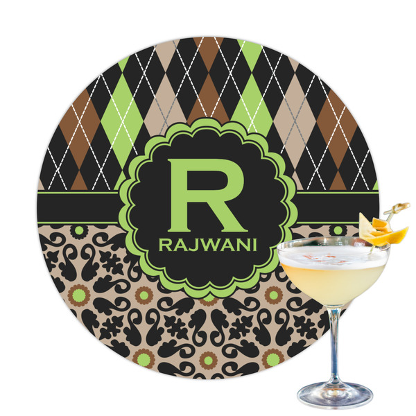 Custom Argyle & Moroccan Mosaic Printed Drink Topper (Personalized)