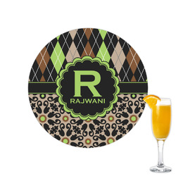 Argyle & Moroccan Mosaic Printed Drink Topper - 2.15" (Personalized)