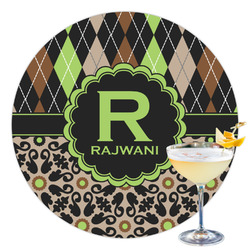 Argyle & Moroccan Mosaic Printed Drink Topper - 3.5" (Personalized)