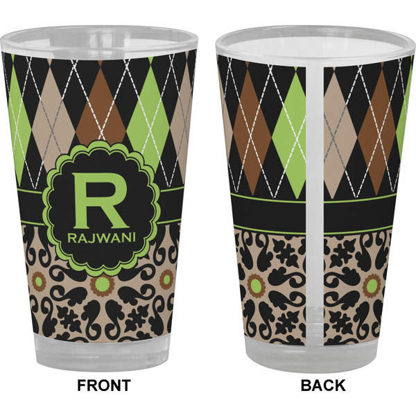 Argyle & Moroccan Mosaic Pint Glass - Full Color - Front & Back Views