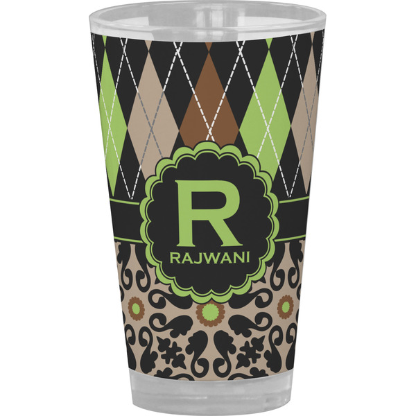 Custom Argyle & Moroccan Mosaic Pint Glass - Full Color (Personalized)