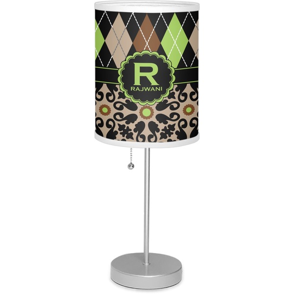 Custom Argyle & Moroccan Mosaic 7" Drum Lamp with Shade Linen (Personalized)