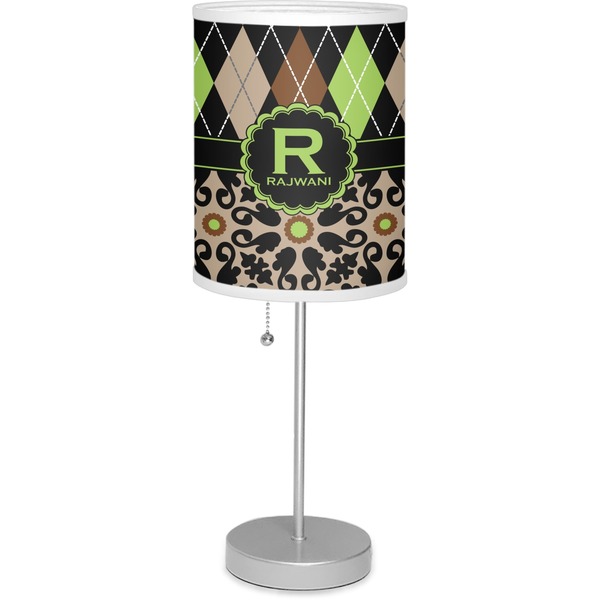Custom Argyle & Moroccan Mosaic Lamp with Drum Shade (Personalized)