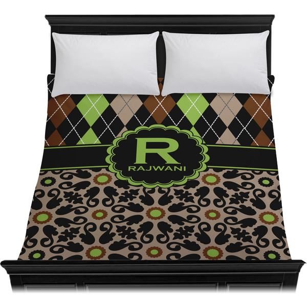 Argyle & Moroccan Mosaic Duvet Cover - Queen - On Bed - No Prop