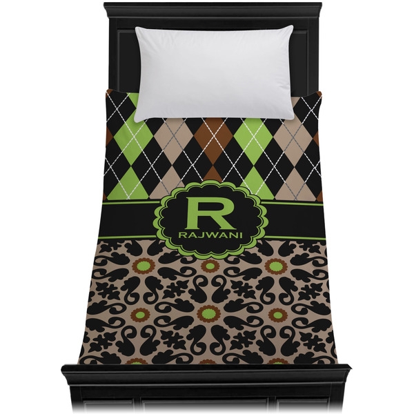 Argyle & Moroccan Mosaic Duvet Cover - Twin - On Bed - No Prop