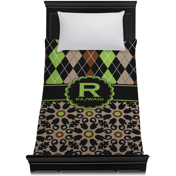 Argyle & Moroccan Mosaic Duvet Cover - Twin XL - On Bed - No Prop