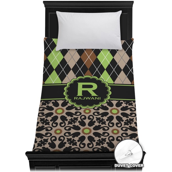 Custom Argyle & Moroccan Mosaic Duvet Cover - Twin (Personalized)
