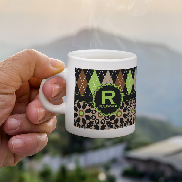 Custom Argyle & Moroccan Mosaic Single Shot Espresso Cup - Single (Personalized)