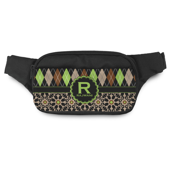 Custom Argyle & Moroccan Mosaic Fanny Pack - Modern Style (Personalized)