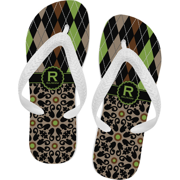 Custom Argyle & Moroccan Mosaic Flip Flops - Small (Personalized)
