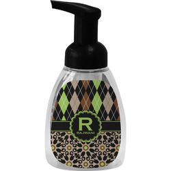 Argyle & Moroccan Mosaic Foam Soap Bottle - Black (Personalized)