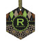 Argyle & Moroccan Mosaic Frosted Glass Ornament - Hexagon
