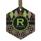 Argyle & Moroccan Mosaic Flat Glass Ornament - Hexagon w/ Name and Initial