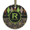 Argyle & Moroccan Mosaic Flat Glass Ornament - Round w/ Name and Initial