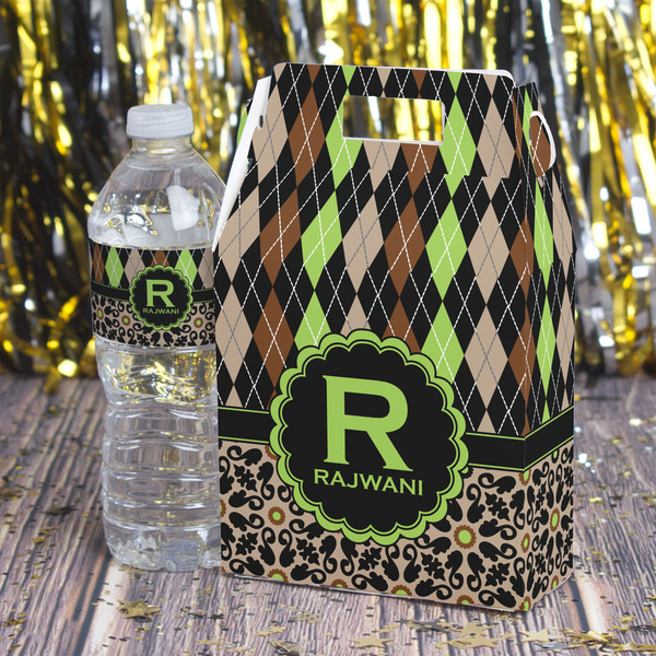 Argyle & Moroccan Mosaic Gable Favor Box - In Context