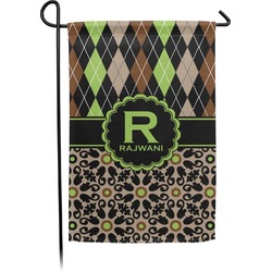 Argyle & Moroccan Mosaic Small Garden Flag - Double Sided w/ Name and Initial