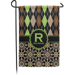 Argyle & Moroccan Mosaic Small Garden Flag - Single Sided w/ Name and Initial