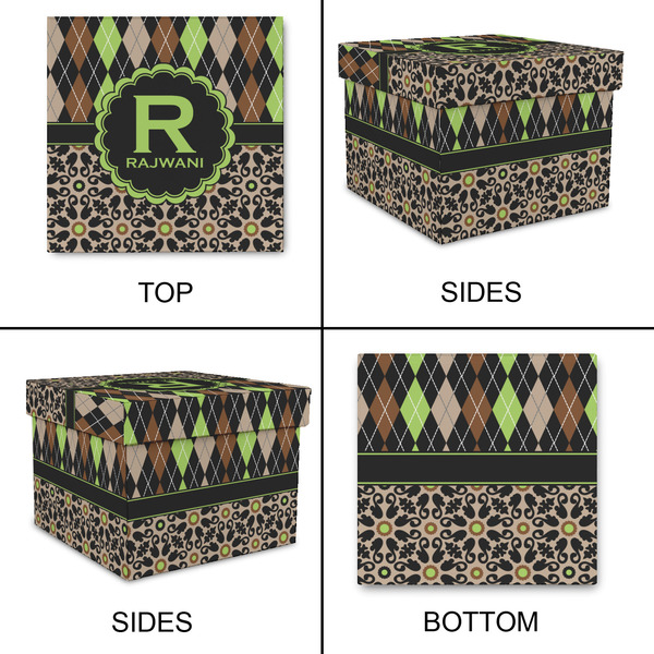 Argyle & Moroccan Mosaic Gift Boxes with Lid - Canvas Wrapped - Large - Approval