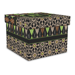 Argyle & Moroccan Mosaic Gift Box with Lid - Canvas Wrapped - Large (Personalized)