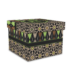 Argyle & Moroccan Mosaic Gift Box with Lid - Canvas Wrapped - Medium (Personalized)