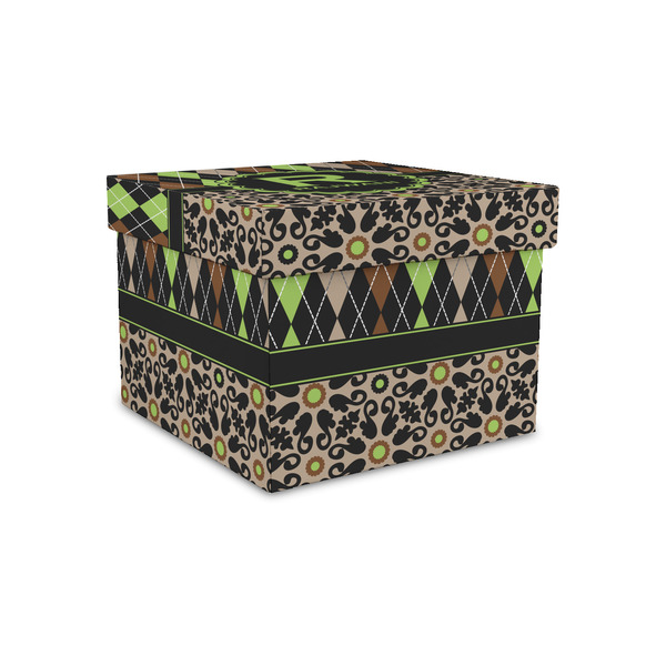 Custom Argyle & Moroccan Mosaic Gift Box with Lid - Canvas Wrapped - Small (Personalized)