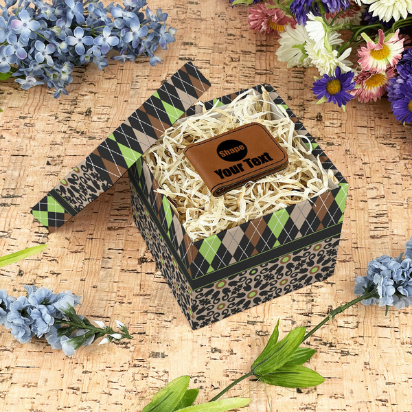 Argyle & Moroccan Mosaic Gift Boxes with Lid - Canvas Wrapped - Small - In Context