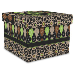 Argyle & Moroccan Mosaic Gift Box with Lid - Canvas Wrapped - X-Large (Personalized)