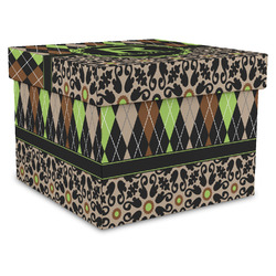 Argyle & Moroccan Mosaic Gift Box with Lid - Canvas Wrapped - XX-Large (Personalized)