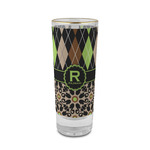 Argyle & Moroccan Mosaic 2 oz Shot Glass -  Glass with Gold Rim - Set of 4 (Personalized)