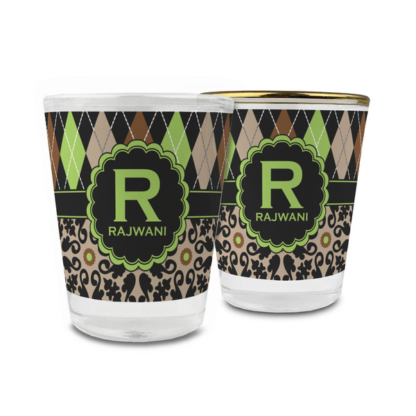 Custom Argyle & Moroccan Mosaic Glass Shot Glass - 1.5 oz (Personalized)