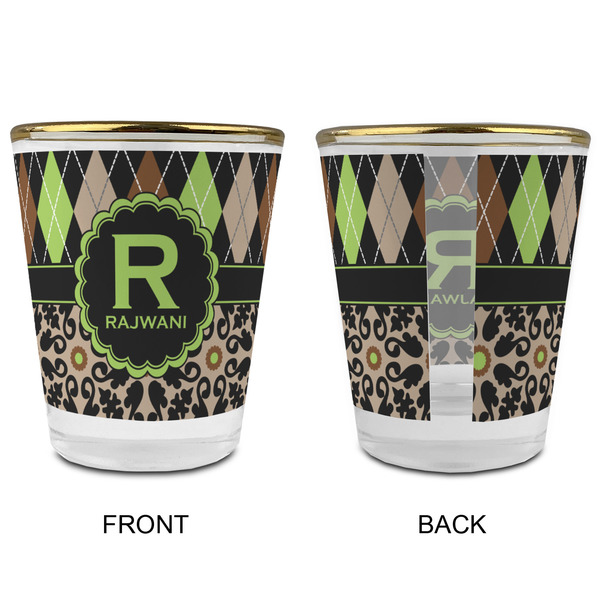 Argyle & Moroccan Mosaic Glass Shot Glass - with gold rim - APPROVAL