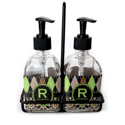 Argyle & Moroccan Mosaic Glass Soap & Lotion Bottle Set (Personalized)