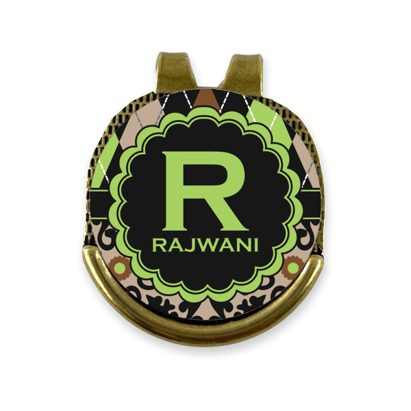 Custom Argyle & Moroccan Mosaic Golf Ball Marker - Hat Clip - Gold
