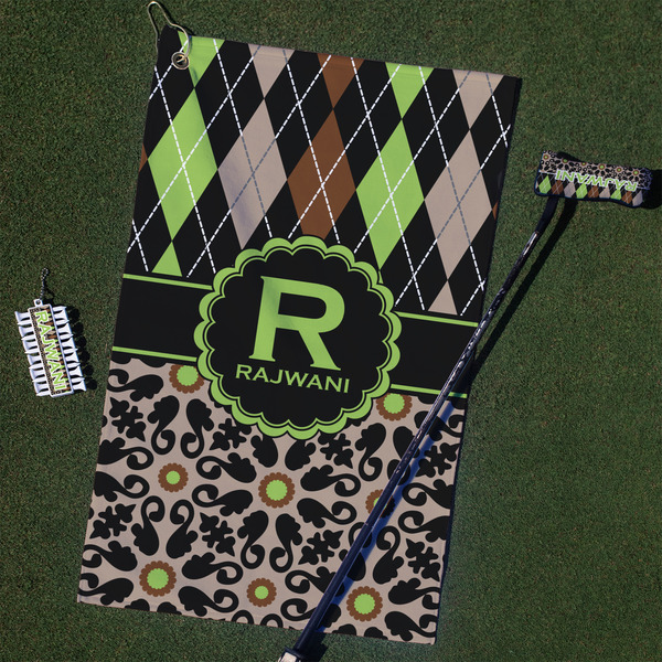 Custom Argyle & Moroccan Mosaic Golf Towel Gift Set (Personalized)