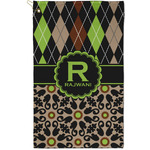 Argyle & Moroccan Mosaic Golf Towel - Poly-Cotton Blend - Small w/ Name and Initial