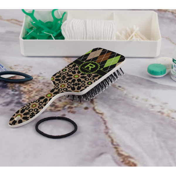 Argyle & Moroccan Mosaic Hair Brush - In Bathroom